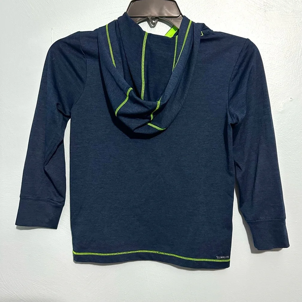 Adidas Kids Climalite Hoodie Navy & Neon Green Size 6 EUC